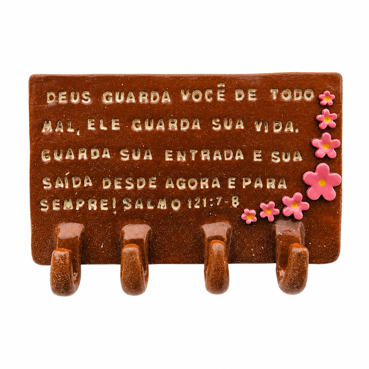 Porta-chaves de parede · Frase religiosa